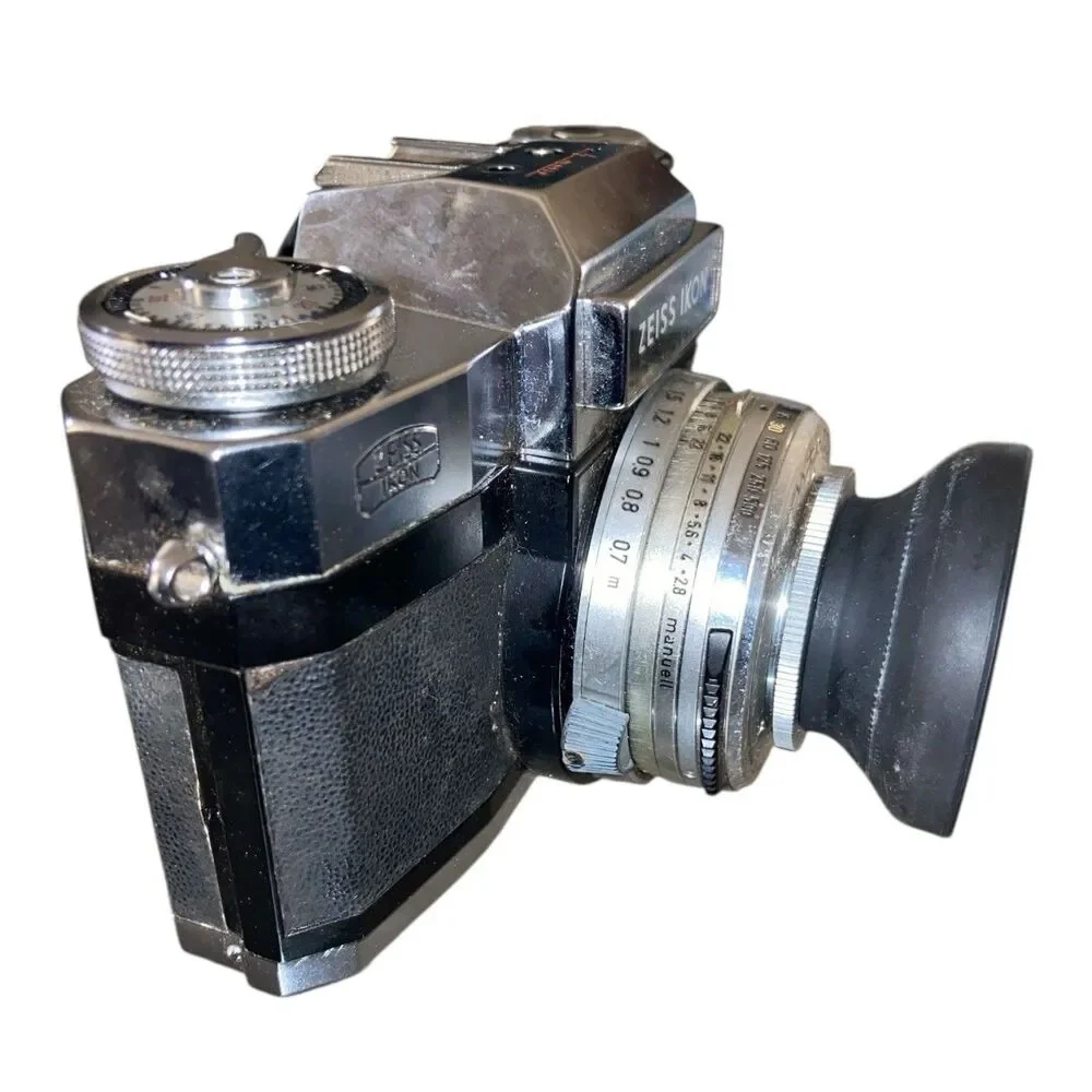 Zeiss Ikon Contaflex Super B 35mm SLR W 50mm F/2.8 Tessar Lens & Leather Case